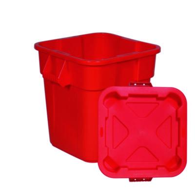Square BRUTE Lid, 21.88w x 21.88d x 2.13h, Red, 6/Carton