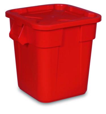 Square BRUTE Lid, 21.88w x 21.88d x 2.13h, Red, 6/Carton