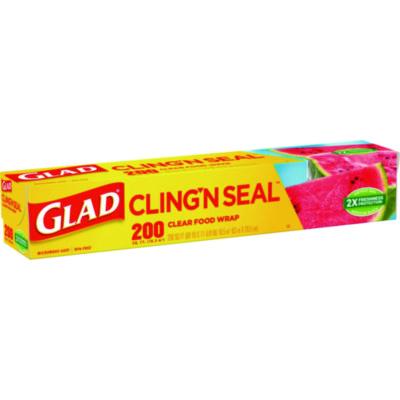 Cling'N Seal Plastic Food Wrap, 200 sq ft, 12 Rolls/Carton