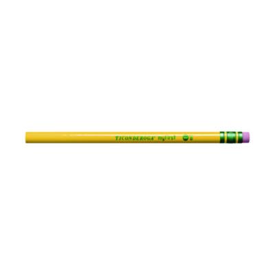Ticonderoga Beginners Woodcase Pencil with Eraser and Microban Protection, HB (#2), Black Lead, Yellow Barrel, Dozen