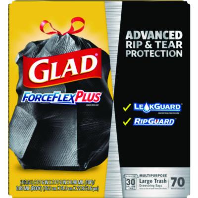 ForceFlexPlus Drawstring Large Trash Bags, 30 gal, 1.05 mil, 30