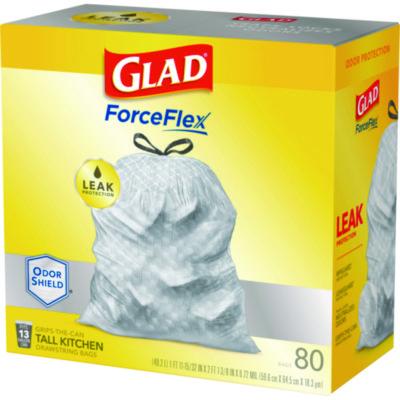 ForceFlex Kitchen Drawstring Trash Bags, 13 gal, 23.75 x 24.88, White, 240/Carton