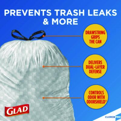 CloroxPro ForceFlex Tall Kitchen Drawstring Trash Bags, 13 gal, 23.75 x 24.88, Gray, 100/Box