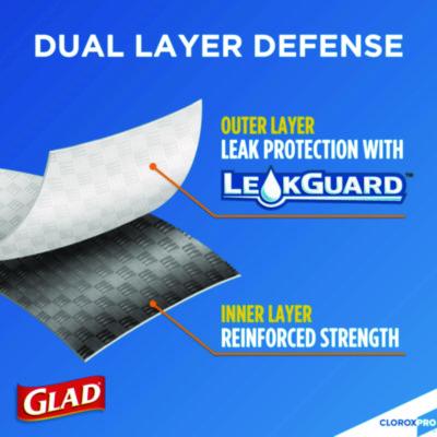 CloroxPro ForceFlex Tall Kitchen Drawstring Trash Bags, 13 gal, 23.75 x 24.88, Gray, 100/Box