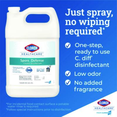 Spore Defense Cleaner Disinfectant, Closed System, 1 gal Refill Bottle, 4/Carton