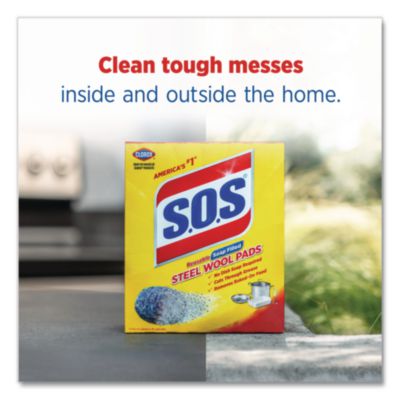 Steel Wool Soap Pad, Steel, 4/Box, 24 Boxes/Carton