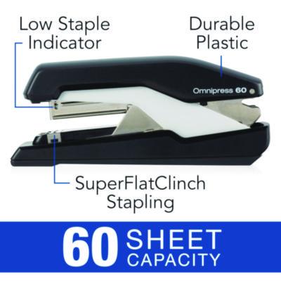 Omnipress So60 Heavy-Duty Full Strip Stapler, 60-Sheet Capacity, Black/gray
