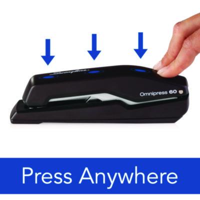 Omnipress So60 Heavy-Duty Full Strip Stapler, 60-Sheet Capacity, Black/gray