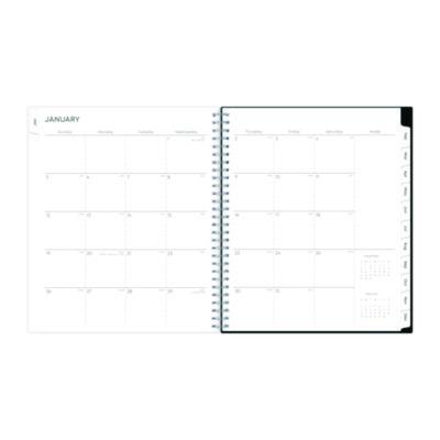 Analeis Monthly Planner, Floral Artwork, 10 x 8, White/Black/Coral Cover, 12-Month (Jan to Dec): 2025