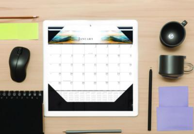 Recycled Full-Color Monthly Desk Pad Calendar, Nature Photography, 22 x 17, Black Binding/Corners,12-Month (Jan to Dec): 2025