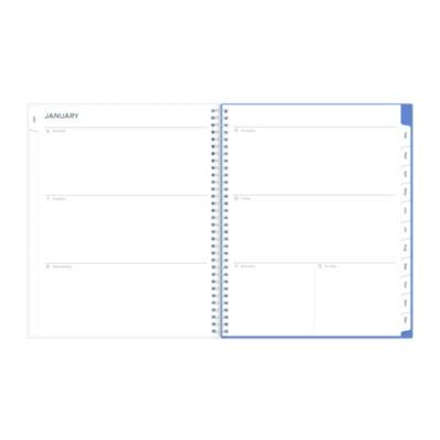 Lindley Weekly/Monthly Planner, Floral Artwork, 11 x 8.5, White/Blue/Green Cover, 12-Month (Jan to Dec): 2025