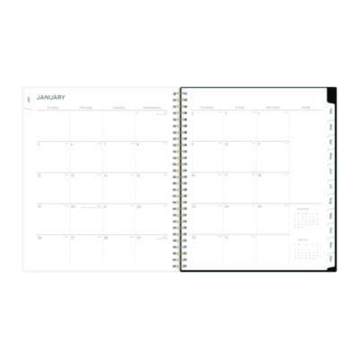 Baccara Dark Monthly Planner, Floral Artwork, 10 x 8, Gray/Black/Gold Cover, 12-Month (Jan to Dec): 2025