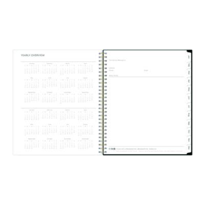 Baccara Dark Monthly Planner, Floral Artwork, 10 x 8, Gray/Black/Gold Cover, 12-Month (Jan to Dec): 2025