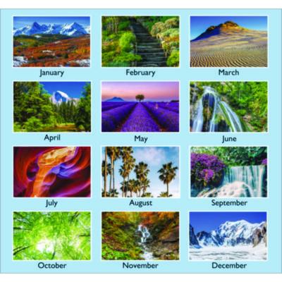 Scenic Monthly Wall Calendar, Landscape Photography, 12 x 17, White/Multicolor Sheets, 12-Month (Jan to Dec): 2025
