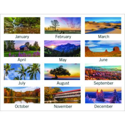 Scenic Three-Month Wall Calendar, Landscape Photography, 12 x 27, White Sheets, 14-Month: Dec 2024 to Jan 2026