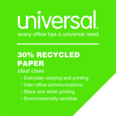 30% Recycled Copy Paper, 92 Bright, 20 lb Bond Weight, 8.5 x 11, White, 500 Sheets/Ream, 10 Reams/Carton