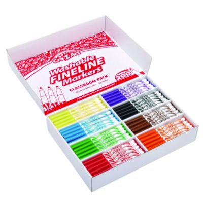 Washable Fineline Markers Classpack, Fine Bullet Tip, Eight Assorted Colors, 200/Set