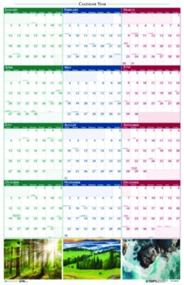 Earthscapes Recycled Reversible/Erasable Yearly Wall Calendar, Nature Photos, 24 x 37, White Sheets, 12-Month (Jan-Dec): 2025