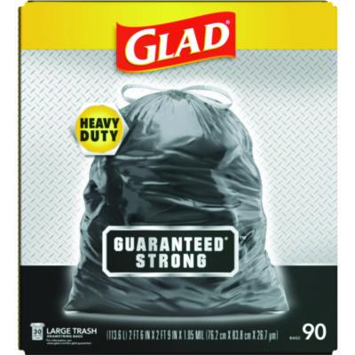 Guaranteed Strong Large Drawstring Trash Bags, Three-Ply, 30 gal, 1.05 mil, 30
