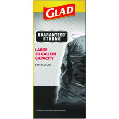 Guaranteed Strong Large Drawstring Trash Bags, Three-Ply, 30 gal, 1.05 mil, 30 x 33, Black, 28 Bags/Box, 6 Boxes/Carton