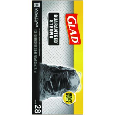Guaranteed Strong Large Drawstring Trash Bags, Three-Ply, 30 gal, 1.05 mil, 30 x 33, Black, 28 Bags/Box, 6 Boxes/Carton