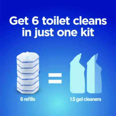 ToiletWand Disposable Toilet Cleaning System: Handle, Caddy and Refills, White, 6/Carton