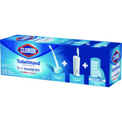 ToiletWand Disposable Toilet Cleaning System: Handle, Caddy and Refills, White, 6/Carton