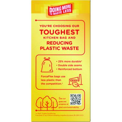 ForceFlex MaxStrength Tall Kitchen Drawstring Trash Bags, 13 gal, Fresh Clean Scent, 24 x 28, White, 34/Box, 6 Boxes/Carton