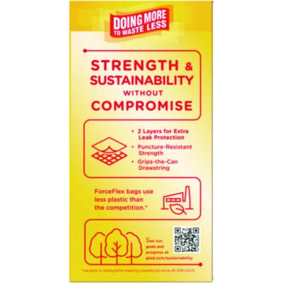 ForceFlex Kitchen Drawstring Trash Bags, 13 gal, Gain Fresh Clean Scent, 24 x 27.38, White, 40 Bags/Box, 6 Boxes/Carton