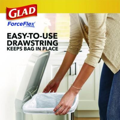 ForceFlex Kitchen Drawstring Trash Bags, 13 gal, Gain Fresh Clean Scent, 24 x 27.38, White, 40 Bags/Box, 6 Boxes/Carton