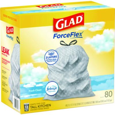 ForceFlex Kitchen Drawstring Trash Bags, 13 gal, Fresh Clean Scent, 24