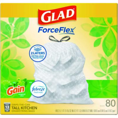 ForceFlex Kitchen Drawstring Trash Bags, 13 gal, Gain Original Scent, 24