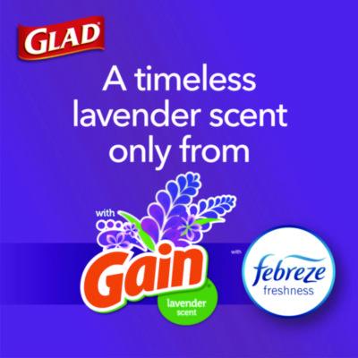 ForceFlex Kitchen Drawstring Trash Bags, 13 gal, Gain Lavender with Febreze Freshness, 24 x 27.38, White, 80/Box