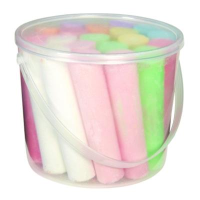 Washable Sidewalk Jumbo Chalk in Storage Bucket with Lid and Handle, 12.63