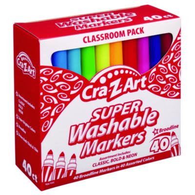 Super Washable Markers, Broad Bullet Tip, Assorted Colors, 40/set