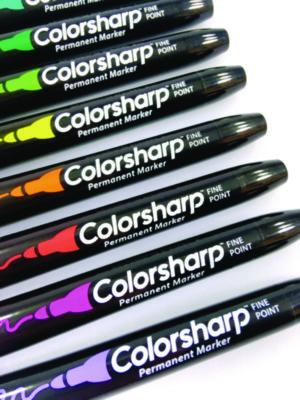 Colorsharp Permanent Markers, Fine Bullet Tip, Assorted Colors, 12/Set