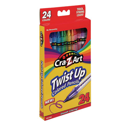 Twist Up Colored Pencils, 24 Assorted Lead Colors, Clear Barrel, 24/Set