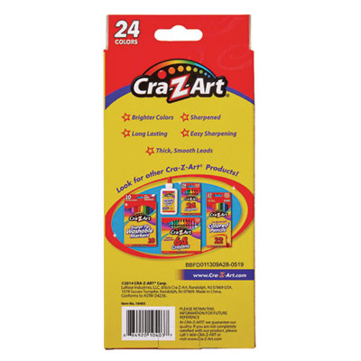 Cra-Z-Art Colored Pencils, 24 Assorted Lead and Barrel Colors, 24/Set (CZA10403WM40) CZA10403WM40