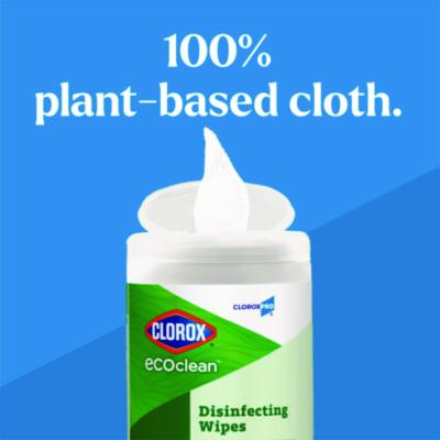 CloroxPro EcoClean Disinfecting Wipes, 1-Ply, 8 x 7, Unscented, White, 75 Count