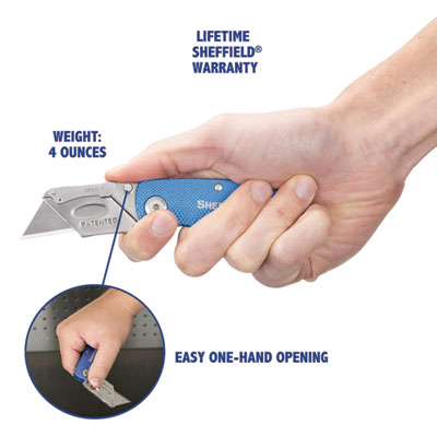 Sheffield Folding Lockback Knife, 1 Utility Blade, 2