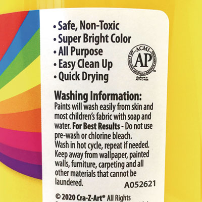 Washable Tempera Paint, Yellow, 32 oz Bottle