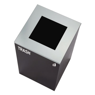 Alpine Industries 29 Gallon Trash/Recycling Cans, Steel, Blue Mixed Recycling Can with Square Lid, Black Trash Can with Square Lid (ALH4450BLKKIT2) ALH4450BLKKIT2