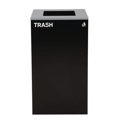 Alpine Industries 29 Gallon Trash/Recycling Cans, Steel, Blue Mixed Recycling with Mixed Lid, Black Trash Can with Square Lid (ALH4450BLKKIT3) ALH4450BLKKIT3