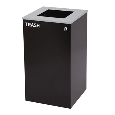 Alpine Industries 29 Gallon Trash/Recycling Cans, Steel, Green Recycling Can with Square Lid, Black Trash Can with Square Lid (ALH4450BLKKIT8) ALH4450BLKKIT8