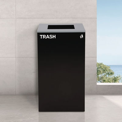 Alpine Industries 29 Gallon Trash/Recycling Cans, Steel, Green Mixed Recycling Can with Square Lid, Black Trash Can with Square Lid (ALH4450BLKKIT10) ALH4450BLKKIT10