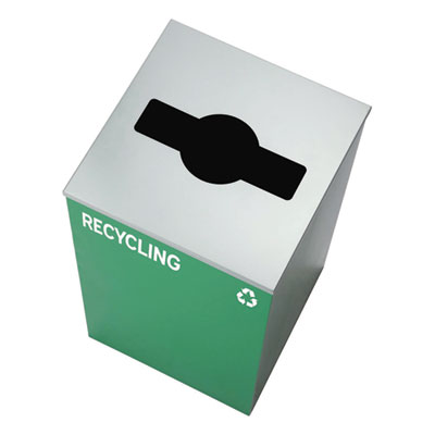 Alpine Industries 29 Gallon Trash/Recycling Cans, Steel, Green Recycling Can with Mixed Lid, Black Trash Can with Square Lid (ALH4450BLKKIT12) ALH4450BLKKIT12