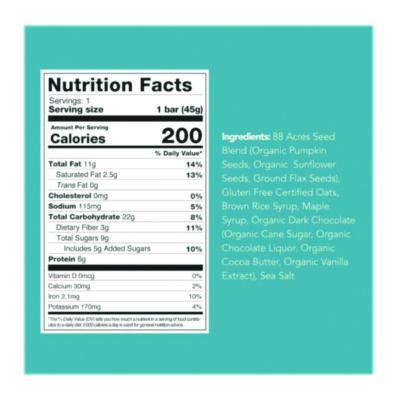 Sweet 'N Salty Gluten-Free Dark Chocolate Sea Salt Seed and Oat Bar, 1.6 oz Bar, 9/Box