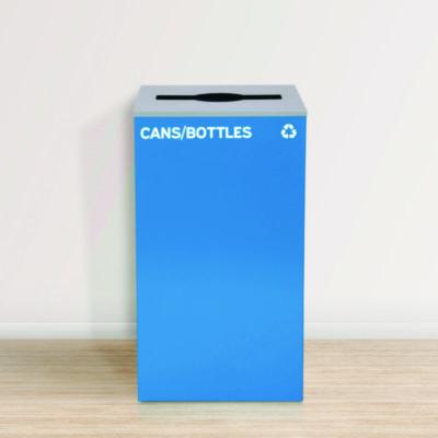 Alpine Industries 29 Gallon Trash/Recycling Cans, Steel, Blue Cans/Bottles Recycling Can w/Mixed Lid, Green Compost and Black Trash w/Sq Lid (ALH4450BLKKIT20) ALH4450BLKKIT20