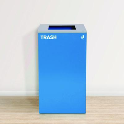 Alpine Industries 29 Gallon Trash/Recycling Cans, Steel, Blue Trash Can with Square Lid (ALH4450KITBLUST) ALH4450KITBLUST