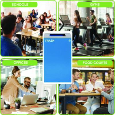 Alpine Industries 29 Gallon Trash/Recycling Cans, Steel, Blue Trash Can with Square Lid (ALH4450KITBLUST) ALH4450KITBLUST